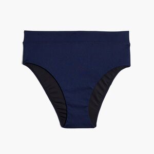 Madewell Madewell‎ Second Wave Ribbed High-Cut Bikini Bottom Navy Plus Size 3X
